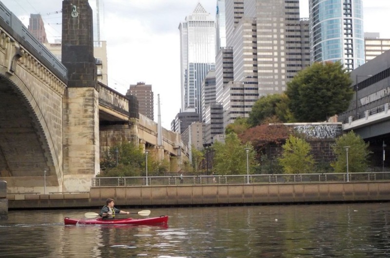 Vincent O'Leary on the Schuylkill River as part of the "Project Footpath" course.